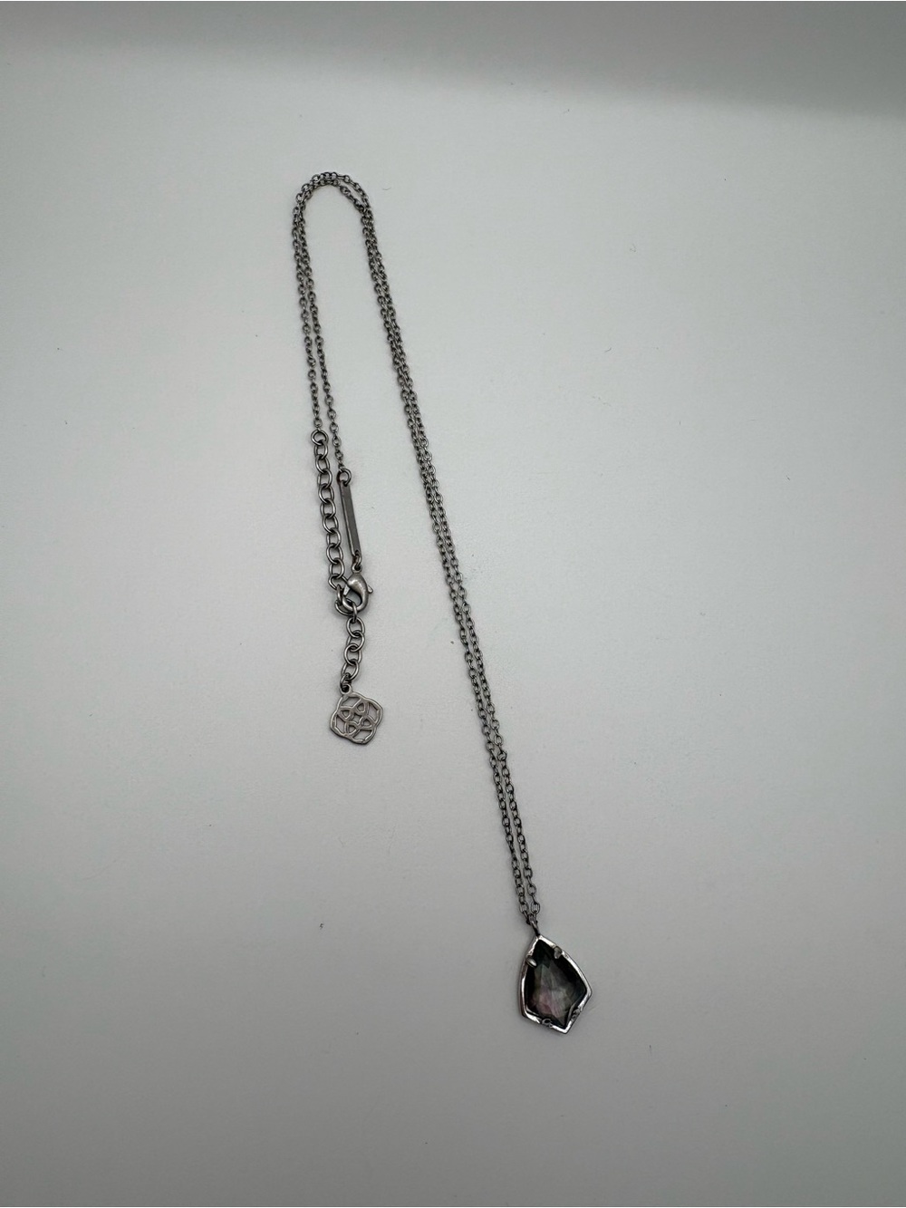 Kendra Scott Cory Pendant Necklace Gray Stone Adjustable Length Clasp